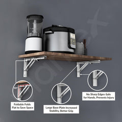 Plantex Heavy Duty 12 Inch Foldable Shelf Bracket/Stainless Steel Multipurpose Bracket/L Bracket/Space Saving Wall Bracket for Shelf/Folding Table Bracket for Home & Office (Pack of 2, Chrome)-4