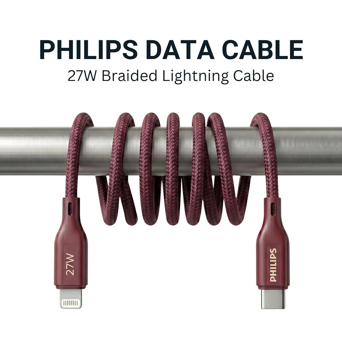 Philips DLC4150LI/94 27W iPhone Original Type-C to Lightning Fast Charging Cable (1.5m, Iron Red)