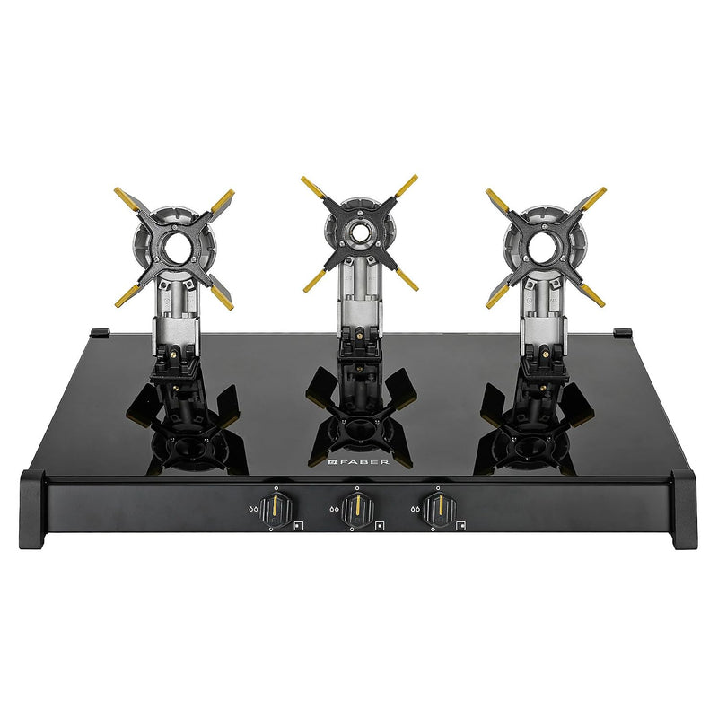 Faber Liftable Burners Freestanding Cooktop | Genius 753 Bk | 75Cm Width | Brass Burners | Manual Ignition | Abs Knobs |