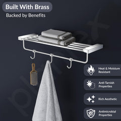 Plantex Smero Pure Brass 24 inch Towel Rack for Bathroom/Towel Stand/Hanger/Towel Holder/Towel Bar/Bathroom Accessories - Arrete (Chrome)-4