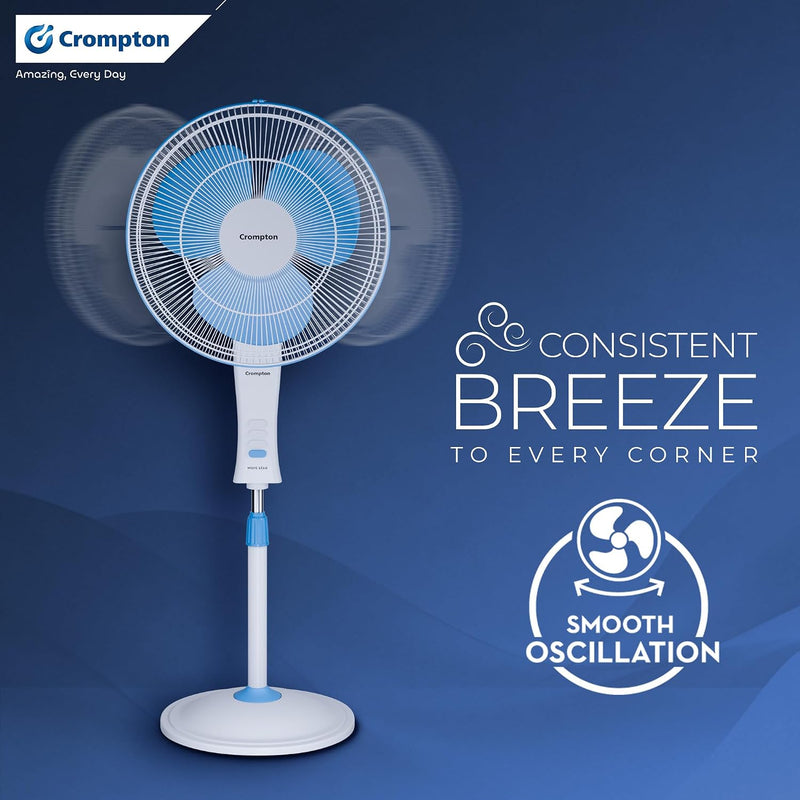 Crompton Wave Star Pedestal Fan, 400MM (White-Blue)-3