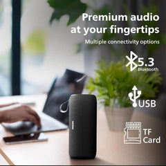 Philips Audio TAS2400BK Portable Bluetooth Speaker with Stereo Sound, 32W RMS, 2400mAh Rechargeable Battery