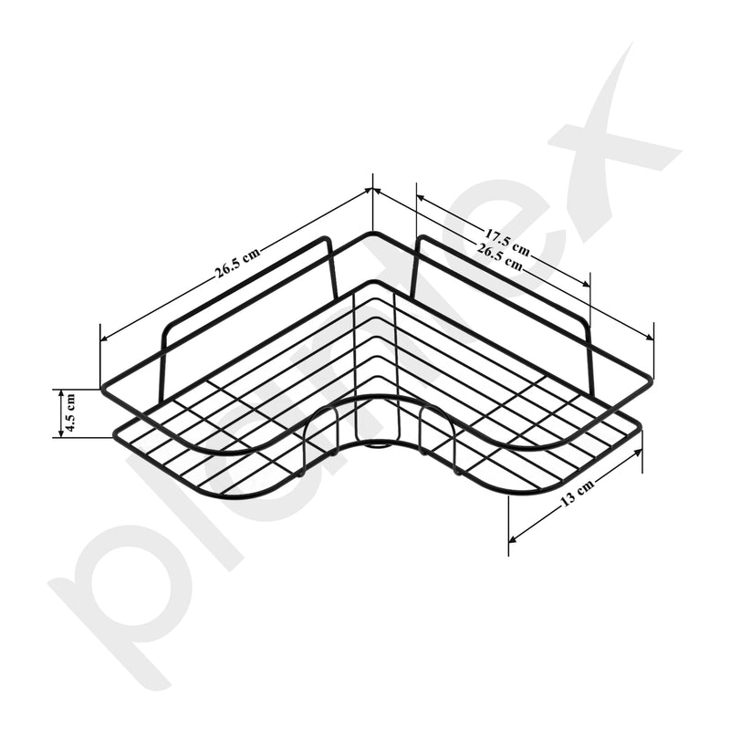 Plantex Corner Shelf for Bathroom/Metal Bathroom Organizer Without Drill/No Drilling Self Adhesive Wall Mounted Storage Organizer for Kitchen-GI Metal-(10 &10.5 INCH, Black)-2