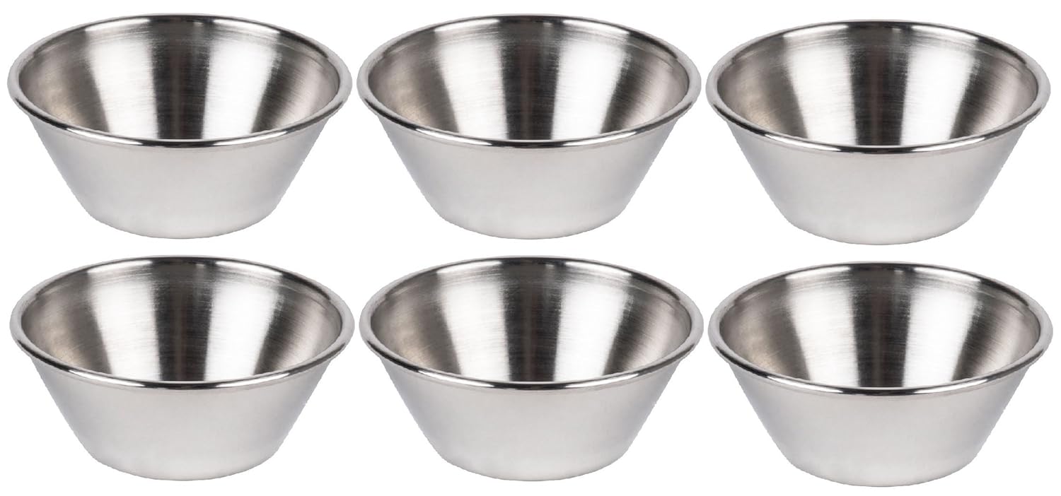 Dynore Stainless Steel Set of 6 Sauce Cup - 60 ml Each 6 x 6 x 3.5 cm