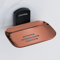 Plantex 304 Grade Stainless Steel Soap Holder for Bathroom/Soap Dish for Bathroom/Soap Bar Holder/Bathroom Accessories - Parv (Rose Gold & Black)-1