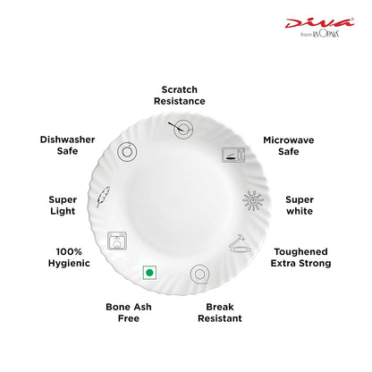 La Opala Diva, Opal Glass Crockery | Cup & Saucer Tulip Regular, Set of 12 | Morning Glory, 160 ml | for Tea & Coffee | Microwave Safe | 100% Vegetarian | Extra Strong | Super Light | Super White