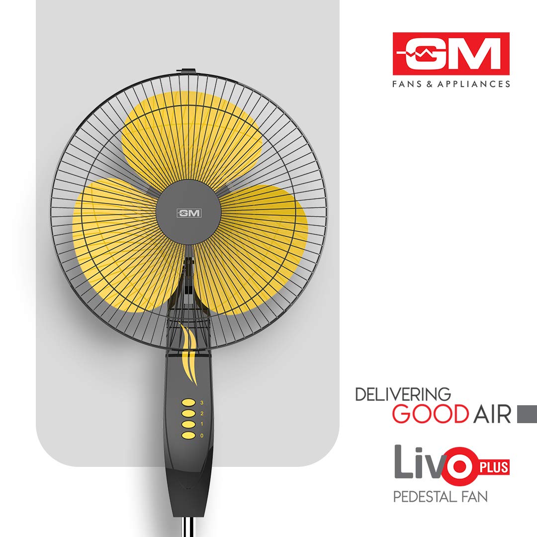 GM Livo Plus 400 mm NS Pedestal Fan (Yellow)-2