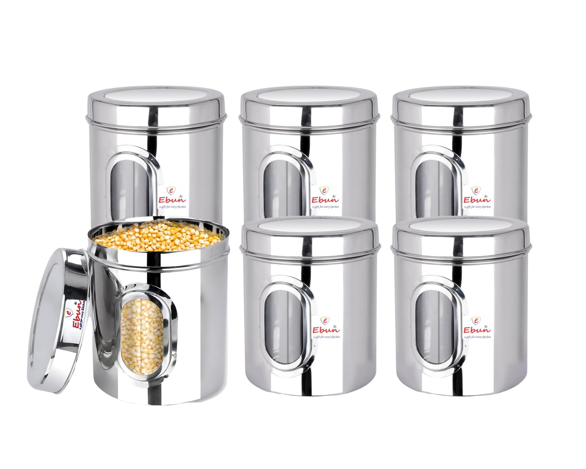 Ebun Stainless Steel See Through Small Containers | Small Containers with Capacity 200 Grams | Pack of 6 Pcs Combo, Silver