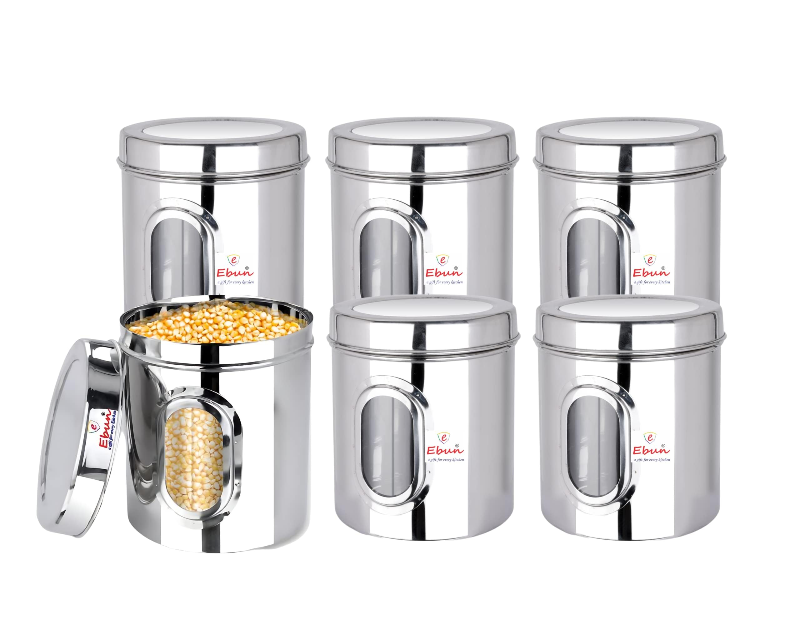 Ebun Stainless Steel See Through Small Containers | Small Containers with Capacity 200 Grams | Pack of 6 Pcs Combo, Silver