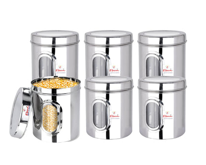 Ebun Stainless Steel See Through Small Containers | Small Containers with Capacity 200 Grams | Pack of 6 Pcs Combo, Silver