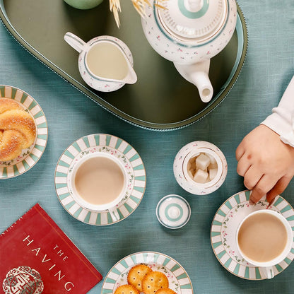 Magique by The Wishing Chair x ClayCraft : Portrait of a Rose Ceramic Teaset 15-Piece | Teapot, Cups & Saucers, Sugar & Milk Pot | Elegant Floral Tea Set for Home High Tea Gifting Weddings Parties