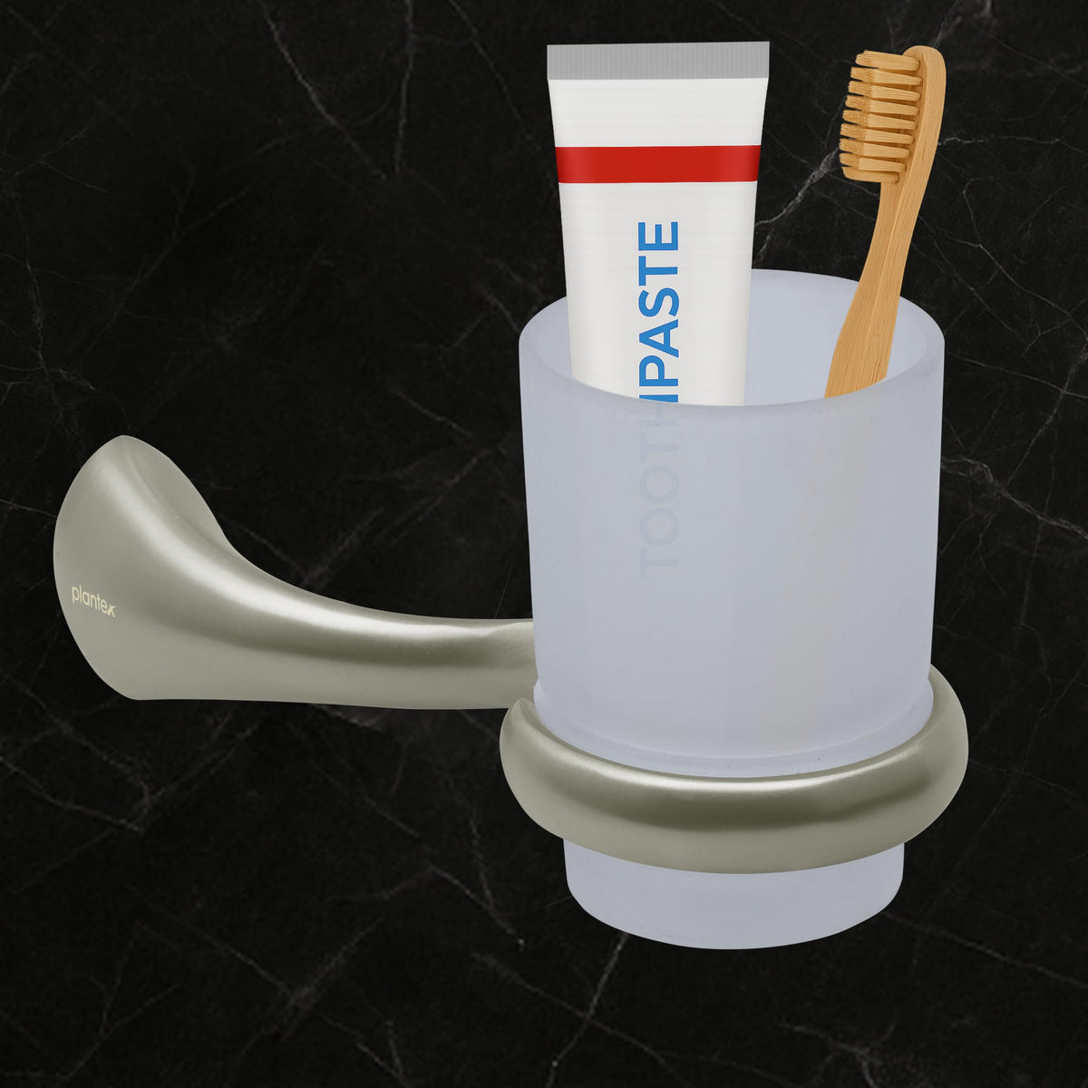 Plantex Smero Pure Brass Tooth Brush Holder/Tumbler Holder/Toothpaste Holder/Bathroom Accessories - Effect (Satin Matt)-1