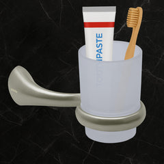 Plantex Smero Pure Brass Tooth Brush Holder/Tumbler Holder/Toothpaste Holder/Bathroom Accessories - Effect (Satin Matt)-1