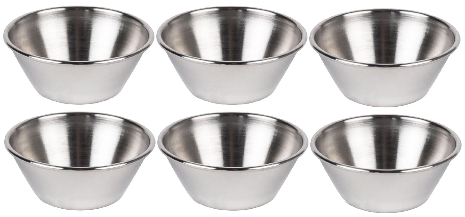 Dynore Stainlesss Steel Set of 6 Sauce Cup 45 ml Each 6x6x2 cm