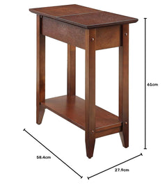 Sheesham Wood Nightstand | Bedside Table with Drawer & Open Shelf | Solid Wood Side Table (Mahogany)