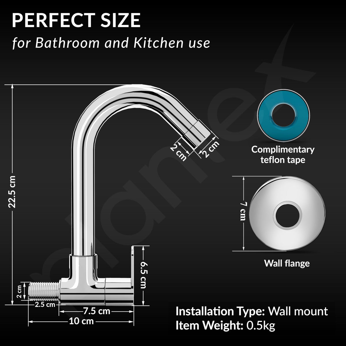 Plantex Pure Brass Sink Tap for Kitchen Basin/Swan Neck Sink Tap for Wash Basin/360 Swivel spout with Water Saving Nozzle Nal Taps - Pack of 1 (Chrome)-4