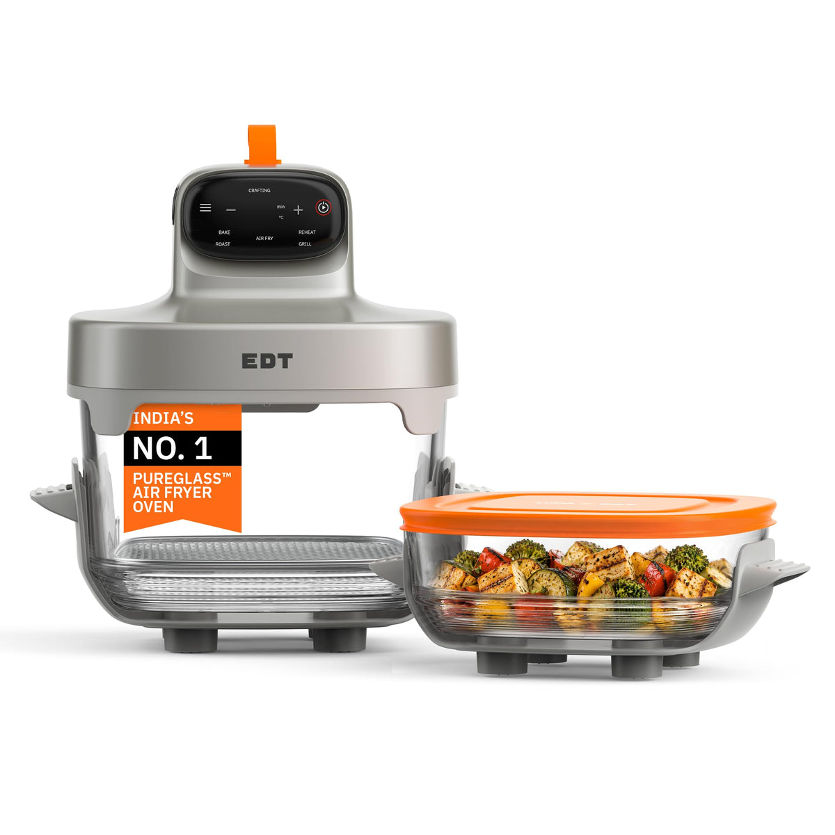 EDT Luma ZERO COATING PureGlass™ 4.5L Air Fryer Oven| 6-in-1 Multi Function | 100% Toxin Free No Ceramic PFAS, PTFE, PFOA | 1500W | NutriRetain™