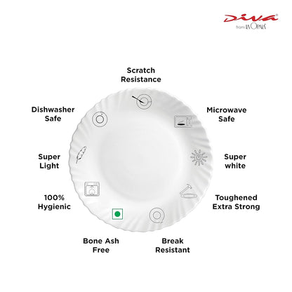 La Opala Diva, Opal Glass Crockery | Coffee Cup & Saucer Cylinder, Set of 12 | Grace Red, 120 ml | for Tea & Coffee | Microwave Safe | 100% Vegetarian | Extra Strong | Super Light | Super White