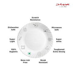 La Opala Diva, Opal Glass Crockery | Coffee Cup & Saucer Iris, Set of 12 | Misty Drops, 100 ml | for Tea & Coffee | Microwave Safe | 100% Vegetarian | Extra Strong | Super Light | Super White