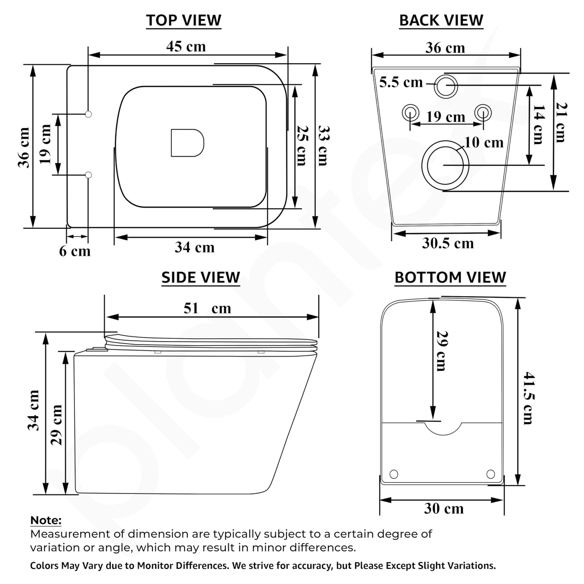 Plantex Wall Mounted Commode/Imported Italica Ceramic Rimless Square Washdown Western Toilet/P Trap Commode with Soft Close Seat Cover (Glossy White)-3