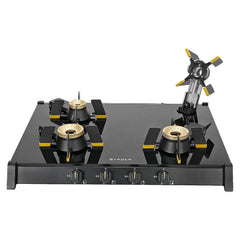 Faber Liftable Burners Freestanding Cooktop | Genius 704 Bk | 70Cm Width | Brass Burners | Manual Ignition | Abs Knobs |