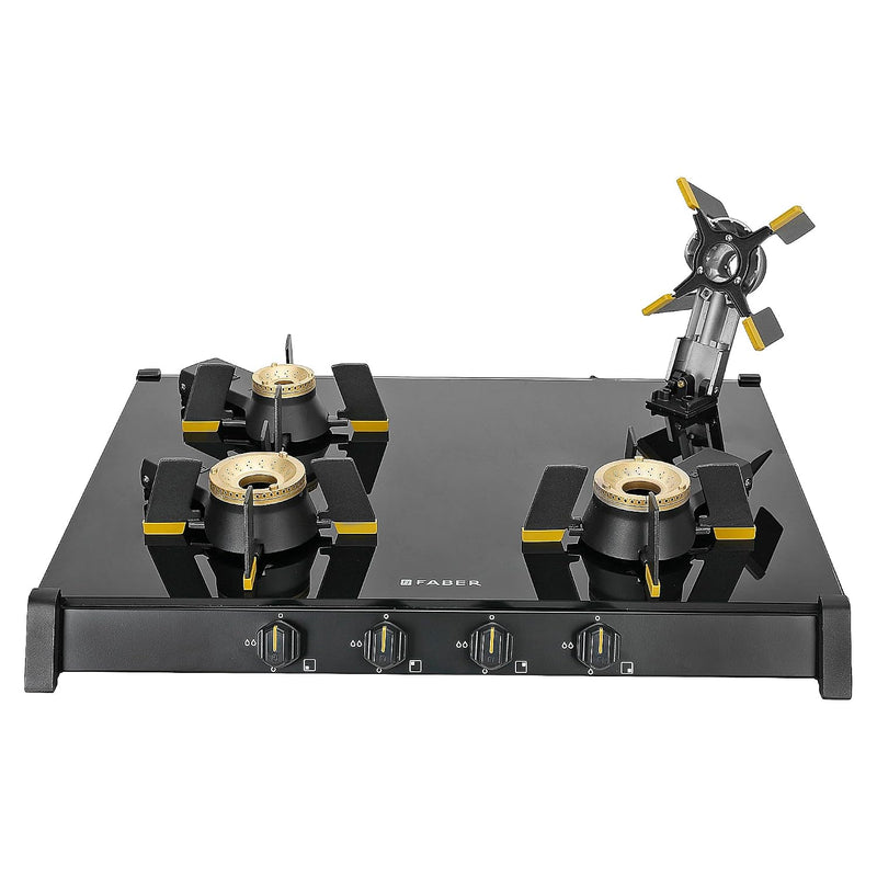 Faber Liftable Burners Freestanding Cooktop | Genius 704 Bk | 70Cm Width | Brass Burners | Manual Ignition | Abs Knobs |