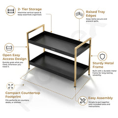 Plantex 2-Tier Standing Spice Rack/Bathroom Countertop Storage Shelf Organizer/Kitchen Storage Rack/Multipurpose Stand - Black (16 X 8 X 12 Inch)-3