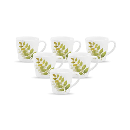 La Opala Diva, Opal Glass Crockery | Cup Gloria, Set of 6 | Autumn Shadow, 160 ml | for Tea & Coffee | Microwave Safe | 100% Vegetarian | Toughened Extra Strong | Super Light | Super White