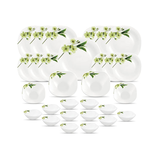 Diva by La Opala, Quadra Collection, Opal Glass Dinner Set 29 pcs, Snowdrop, White