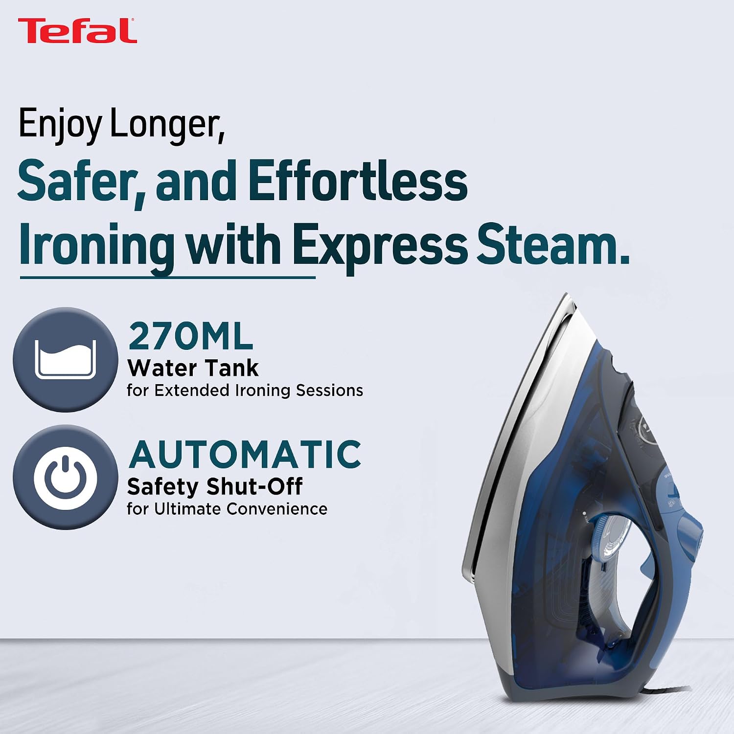 Tefal Express Steam+ Iron | No.1 Ironing Brand in Europe | 2600W | Durilium Technology | Ceramic Soleplate | 190g/min Boost | Vertical Steam | Auto Shut-Off | 2-Year Warranty