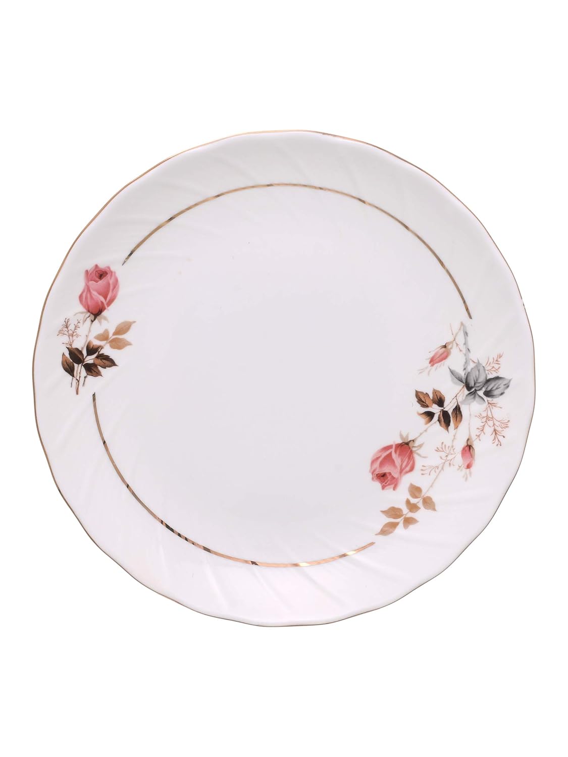 Clay Craft Fine Ceramic Floral Gold Line Dinner Set 18 Pieces, White, (MW-182), for Family of 6, Dinner Set Ceramic, Crockery Set, Dining Set for Dinner, Plates and Bowls Set, Crockery Set for Gift