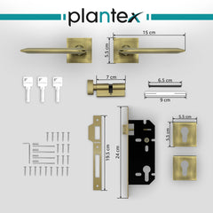 Plantex Premium Door Lock with 3 Years of Warranty/Main Door Lock for Home/Mortise Lock Set(7105 - Brass Antique)-4