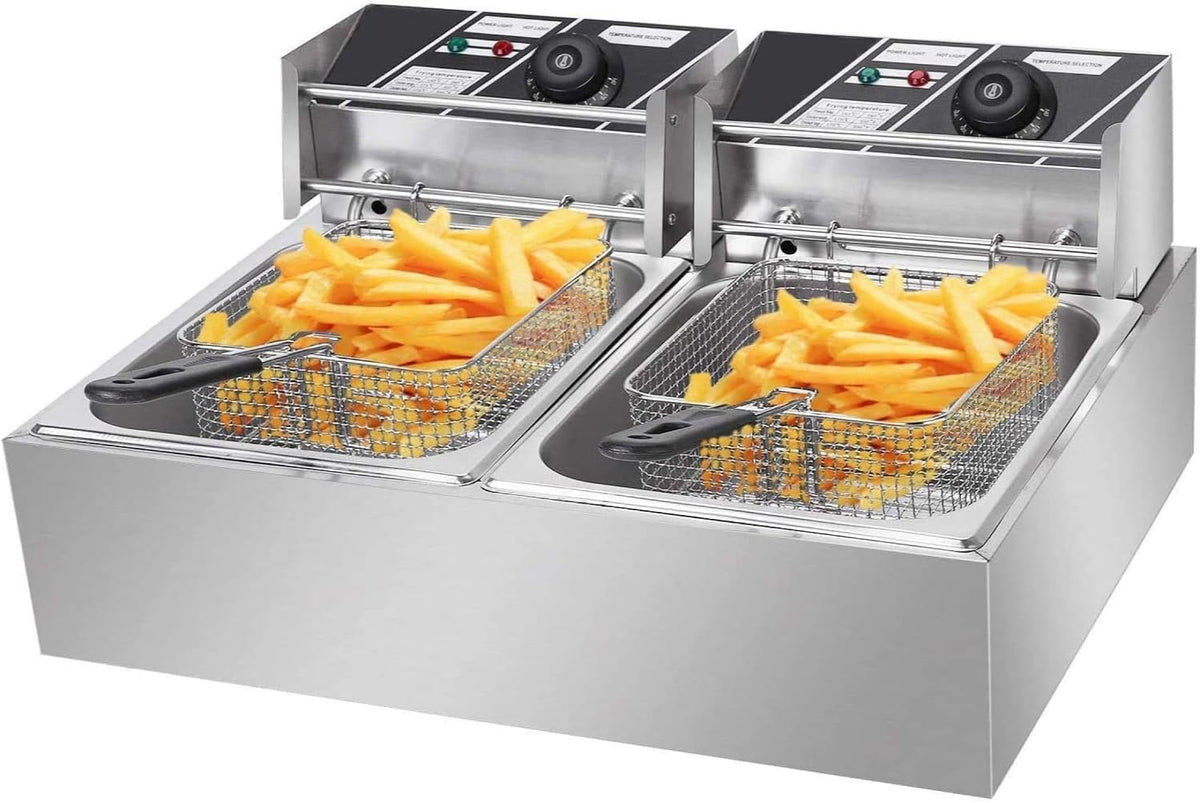 FROTH & FLAVOR 12 Litre Deep Fryer Machine Double Tank with Copper heater
