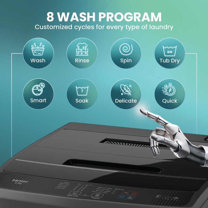 Haier 8 Kg, 5star, Oceanus Wave Drum, 15 Min Quick Wash, Magic Filter, 8 Wash Programs, Fully Automatic Top Load Washing Machine (ETL80-AES5) (ETL80-AES5:PUNE)-4