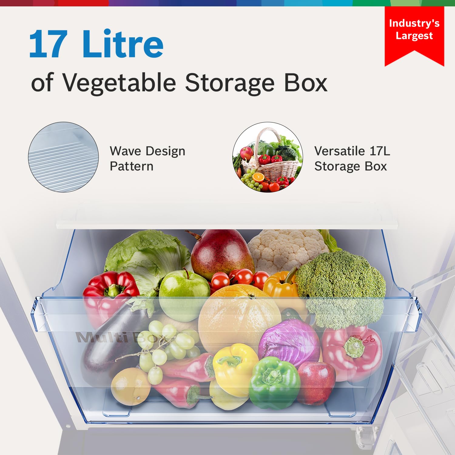 Bosch 187 L, 3 Star, Single Door Refrigerator with Industry's largest vegetable box* & largest Beverage space (CST18S23NI, Fine Steel) | 18 Hour Cooling Retention during powercut, 2.5x Faster Cooling