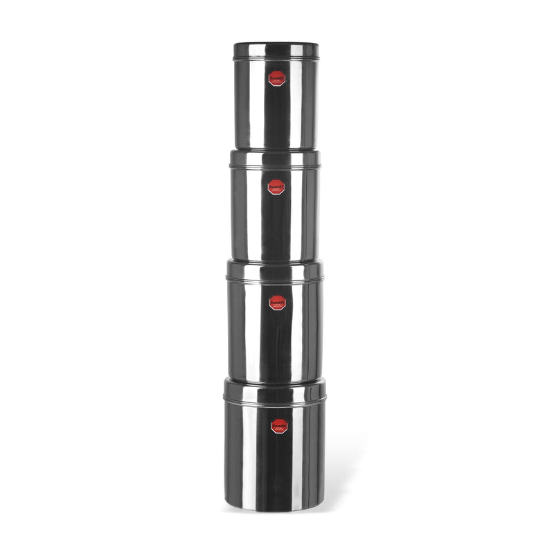 Sumeet Stainless Steel Vertical Canisters/Ubha Dabba/Storage Containers Set of 6Pcs (350ML, 500ML, 700ML, 900ML, 1.25Ltr, 1.6Ltr), Silver
