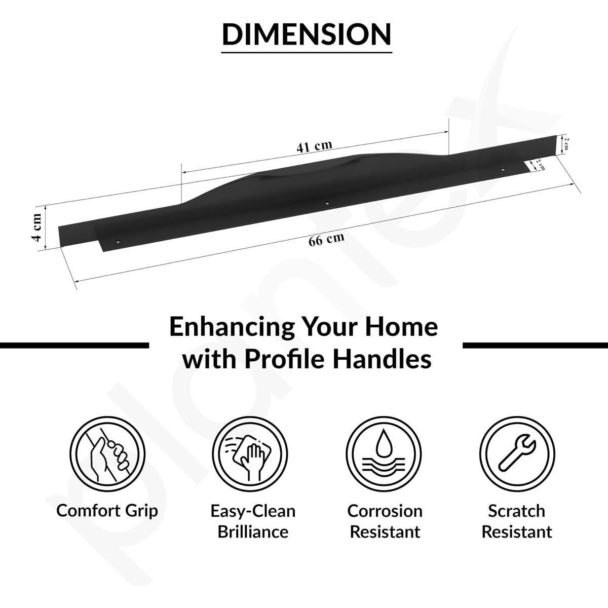 Plantex Profile Handle for Kitchen Cabinet/26 Inch Aluminium Drawer Profile Handle/Wardrobe Pull Handle for Home/Office/Hotel - Pack of 3 (Black) (Model APS-PF-1001)-3