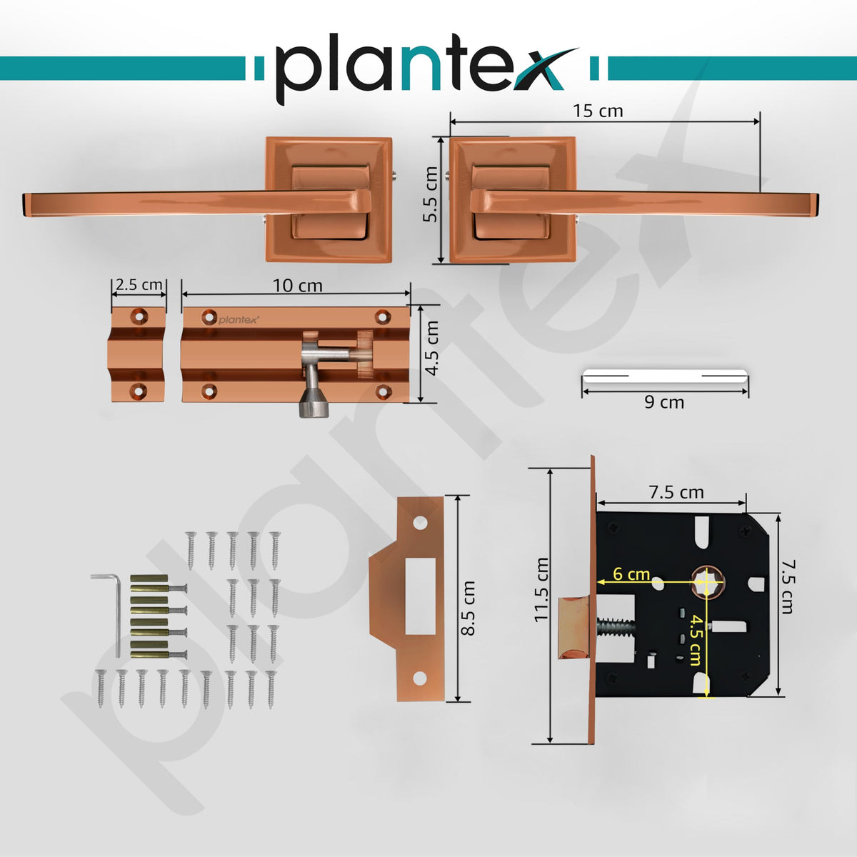Plantex Heavy Duty Door Lock “ Bathroom Door Lock/Mortise Keyless Handle Set for Home/Bathroom/Store Room/Balcony/Office with Baby Latch (605 - Rose Gold)-3