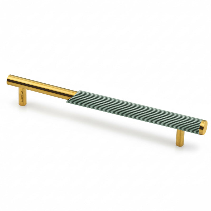Plantex Stainless Steel & Aluminium Cabinet Handle/160mm Wardrobe Door Handle/Cupboard Pull-Push Handles for Home/Office - Pack of 1 (Green & Gold)-1