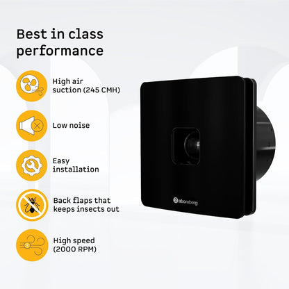 atomberg Studio+ Exhaust 6 Inches | Suitable for Bathroom, Kitchen | BLDC Motor | Easy to Clean | 2 Year Warranty (Gloss Black)