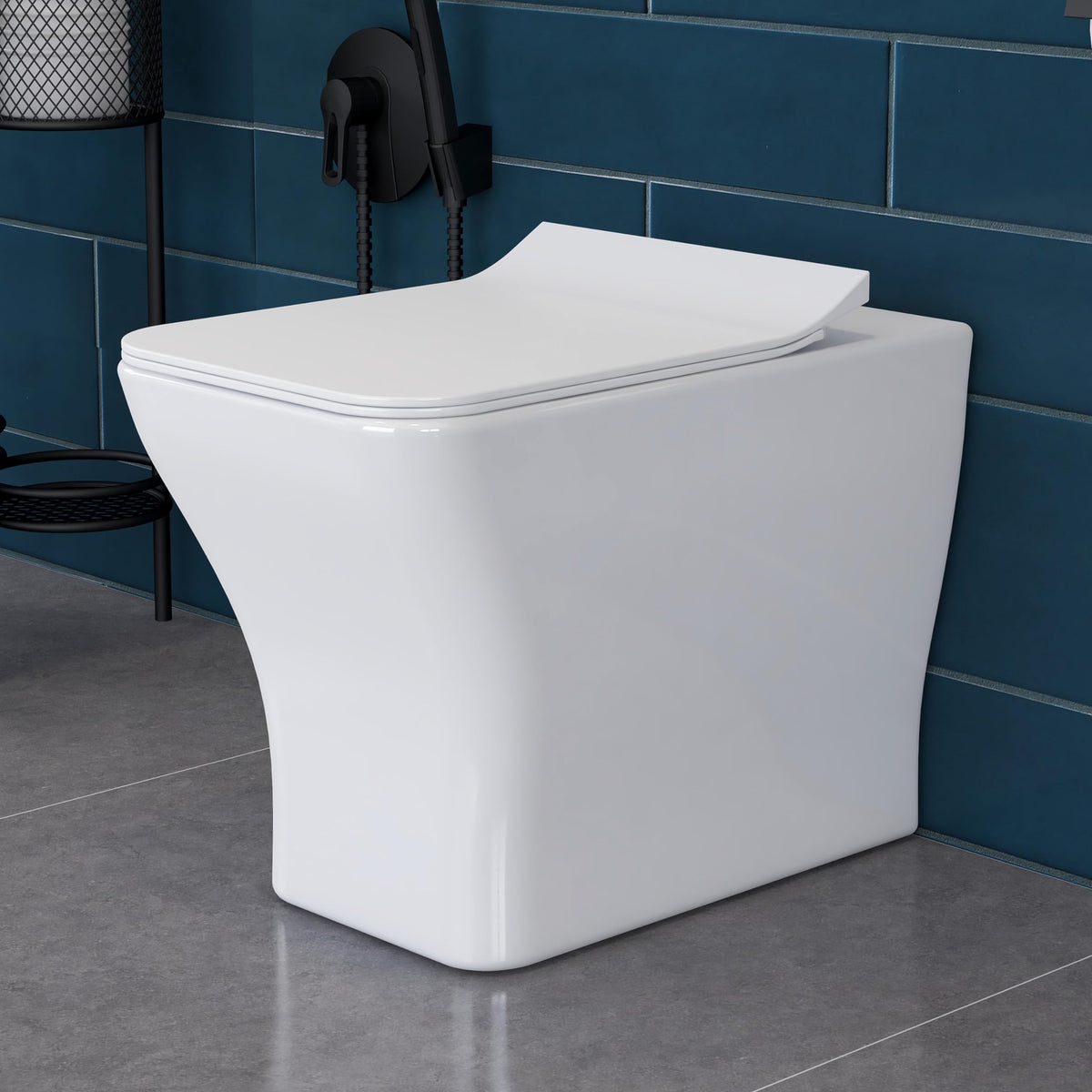 Plantex Platinum Ceramic Commode/Rim Washdown Westen Commode/One Piece Floor Mounted Commode with Soft Close Toilet Seat Cover- S Trap Outlet - (White)-1