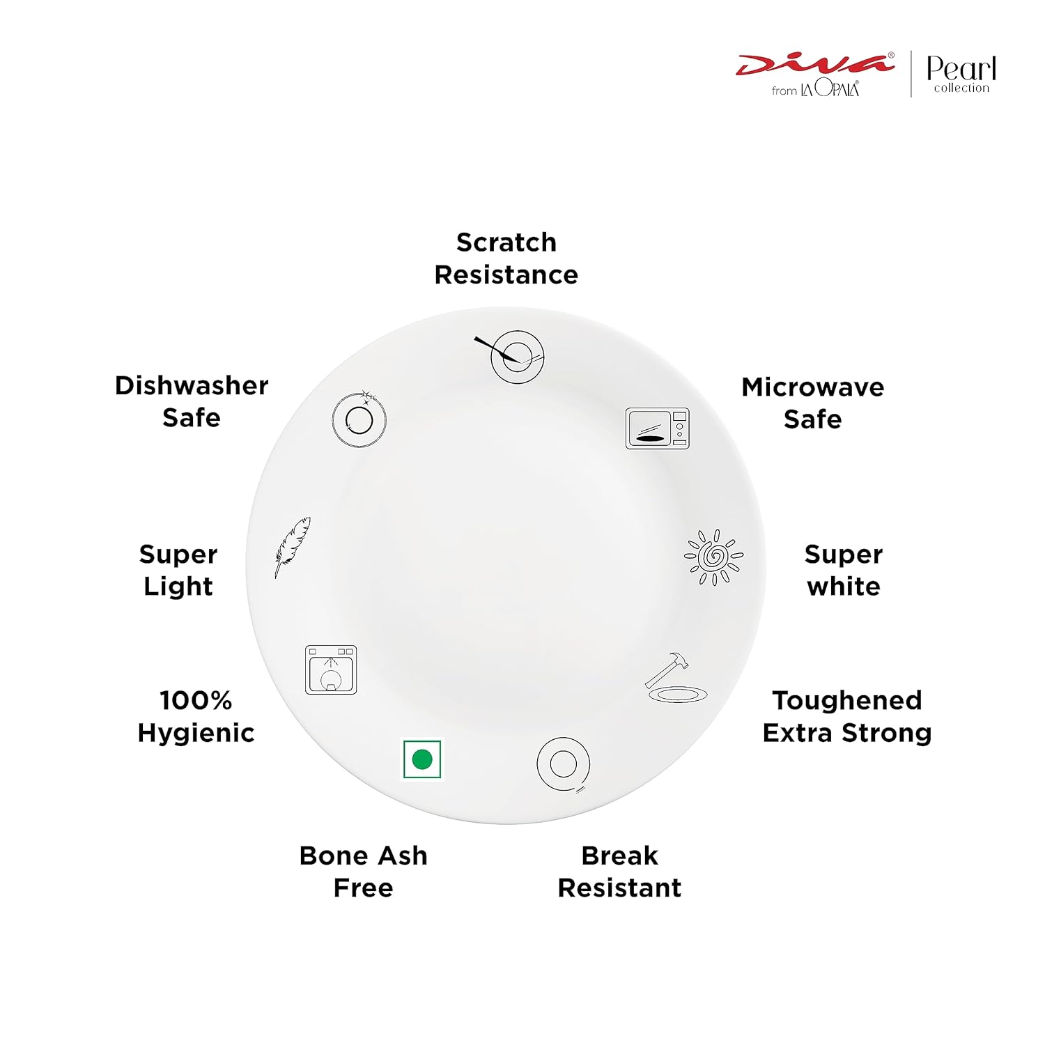 La Opala Diva, Pearl Collection Opal Glass Crockery | Coffee Mug Regular, Set of 6 | Silky Cluster, 190 ml | for Tea & Coffee | Microwave Safe | 100% Vegetarian | Extra Strong | Super Light & White