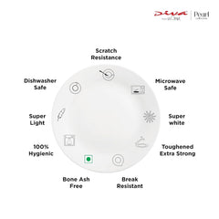 La Opala Diva, Pearl Collection Opal Glass Crockery | Coffee Mug Regular, Set of 6 | Silky Cluster, 190 ml | for Tea & Coffee | Microwave Safe | 100% Vegetarian | Extra Strong | Super Light & White