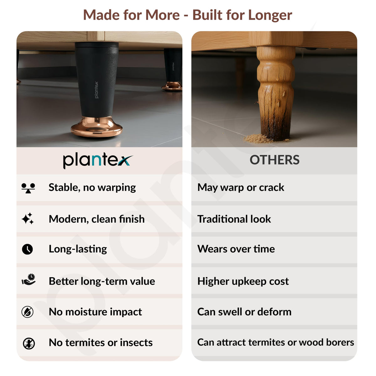 Plantex 4 Inch Sofa Leg for Bed Furniture/Aluminium Sofa Leg for Table/Support Legs/Furniture Leg - Pair of 2 (4 Piece) (DTS-87, Black & Rose Gold)-5