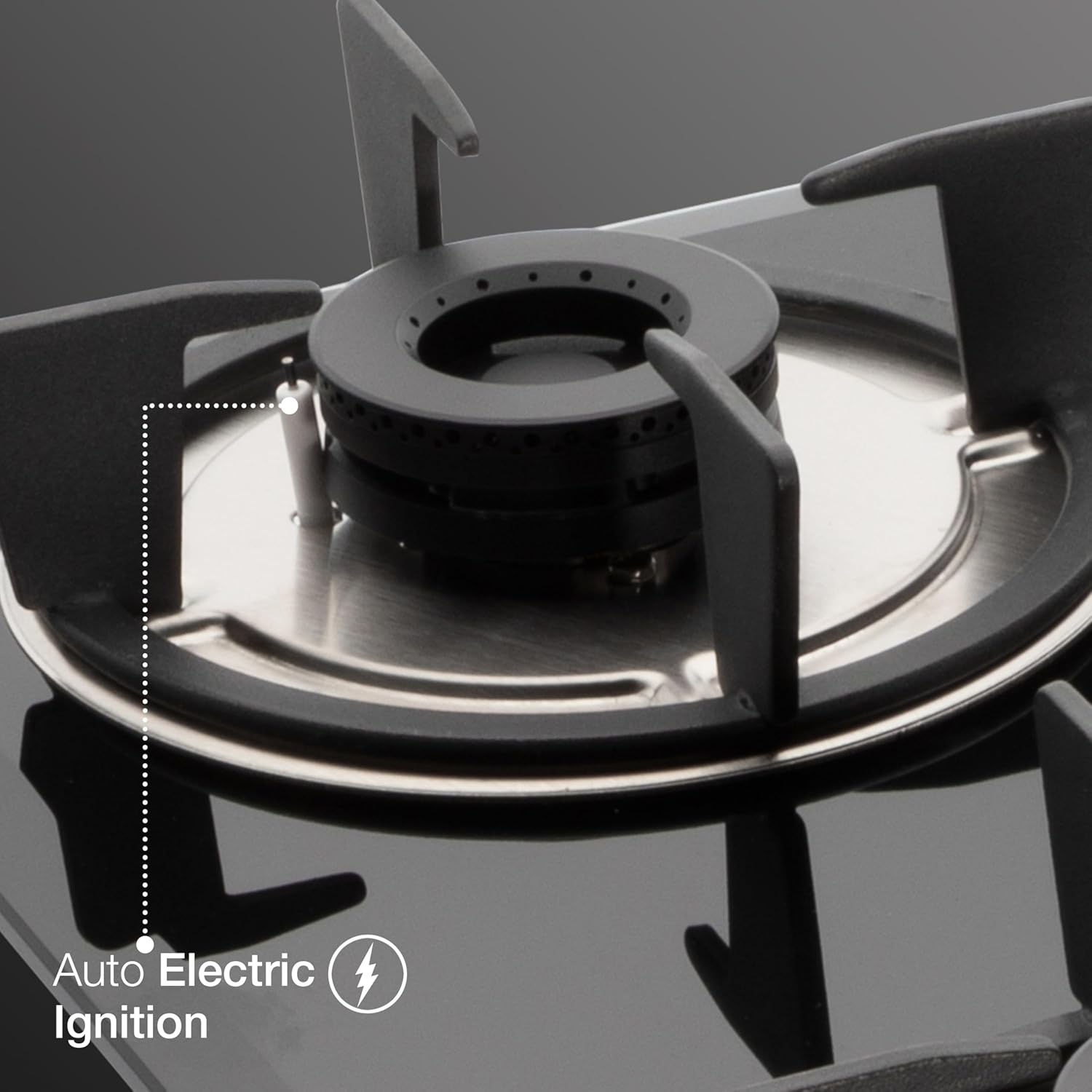 KAFF 3 Burners Built-in Hob & Hobtop For Modular kitchen -8 MM|Auto Electric Ignition Glass Top| Full Brass Burner| Enamelled Matt Finish, Easy Grip Knobs, Toughened Glass (Black,80CM) | FBB 603 |