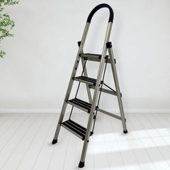 Plantex Guardex 4 Step Foldable Aluminum Ladder for Home/Ladder with Anti-Slip Shoes and Edge Guards/5 Year Manufacturer Warranty (Anodize Coated-Gold)