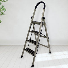 Plantex Guardex 3 Step Foldable Aluminum Ladder for Home/Anti-Slip Shoes and Edge Guards/5 Year Manufacturer Warranty Ladder for Home (Anodized Coated-Gold)