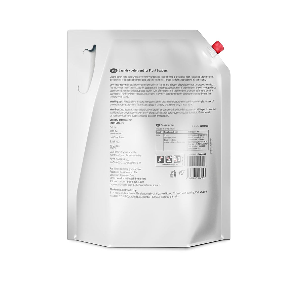 Bosch Front Load Liquid Detergent New Variant - 3.2 L Refill Pouch