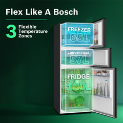 Bosch 302L, 3 Star, MaxFlex Convert Frost Free Triple Door Refrigerator (CMC33S33VI)-5