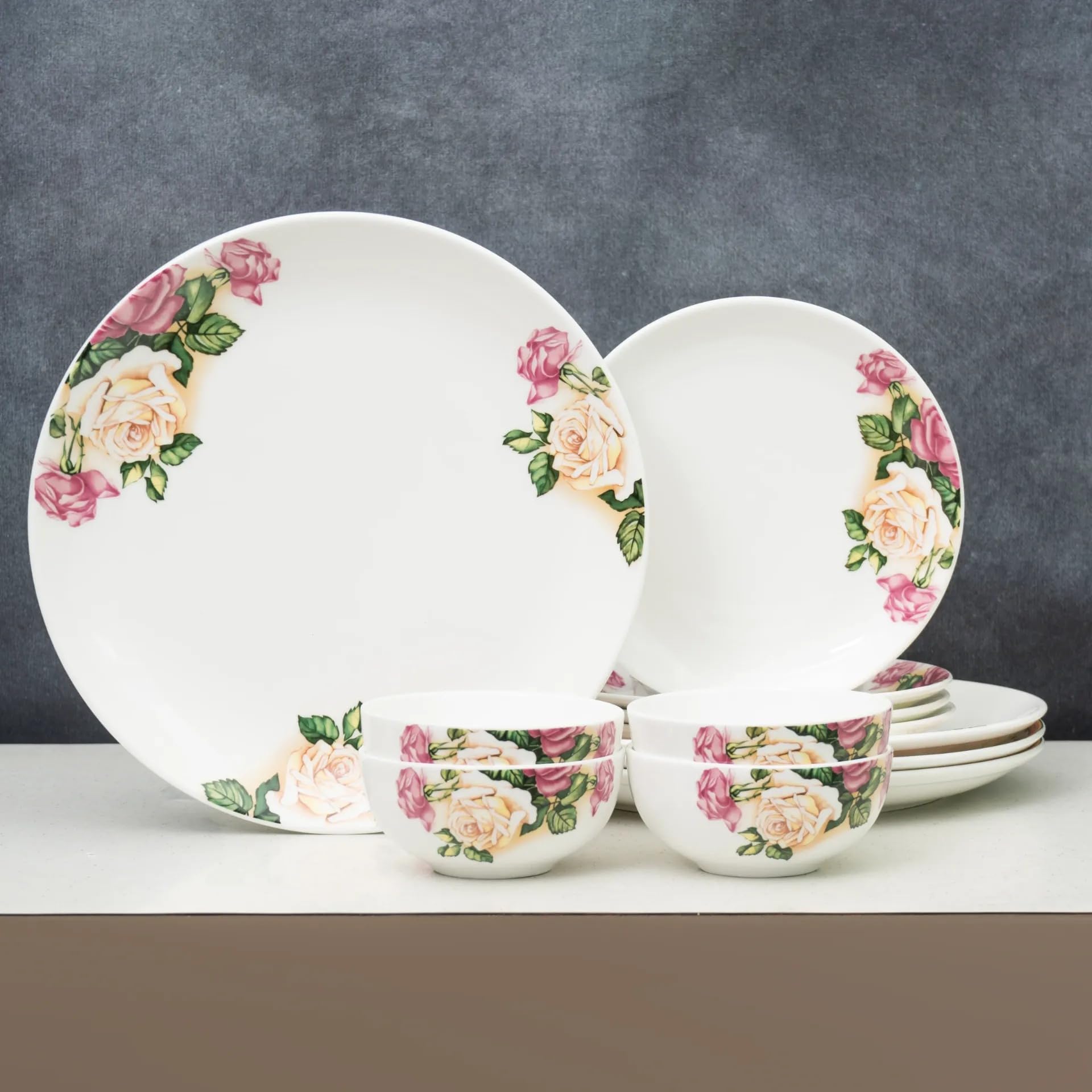 Clay Craft Fine Ceramic Eco3 Dinner Set (Set of 14), for Family of 4, Dinner Set Ceramic, Crockery Set, Dining Set for Dinner, Crockery Set for Gift, Kitchen Set for Home, Daily Use Crockery Set